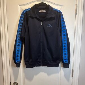 43- Unisex oversized navy and light blue logo sleeve sport jacket